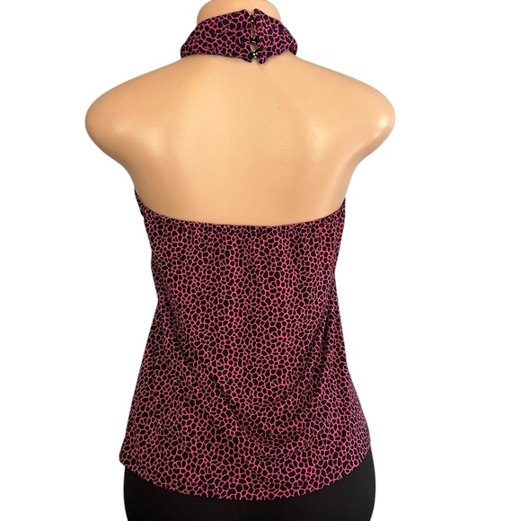 Michael Michael Kors Pink Animal Print Micro-Print Halter Top - Picture 5 of 8